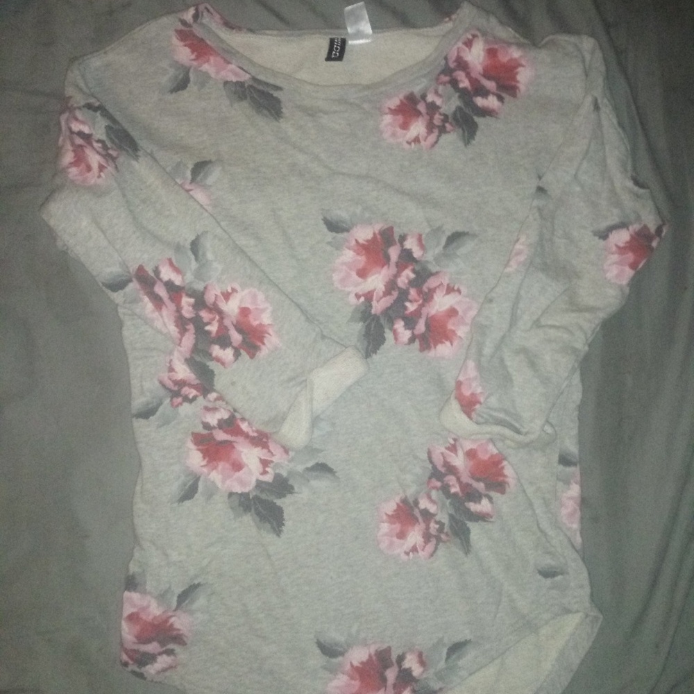 floral sweatshirt.